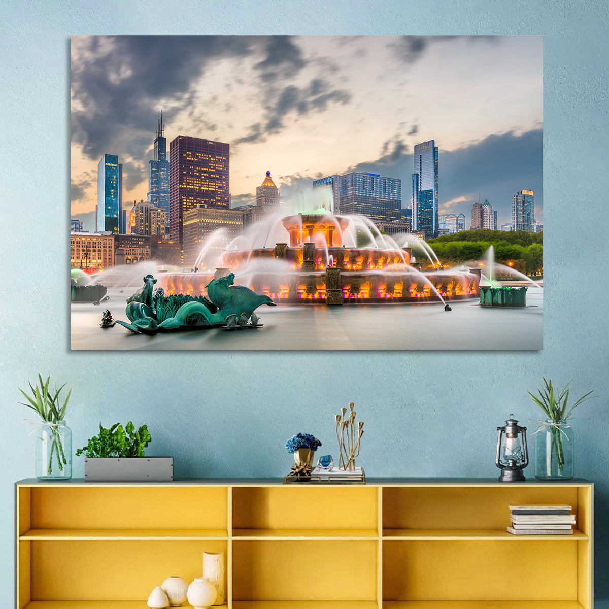 Buckingham Fountain and Chicago Skyline Wall Art