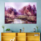 Lavender Autumn Forest Watercolor Wall Art