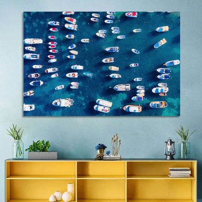 Aerial Boats Over Turquoise Sea Wall Art