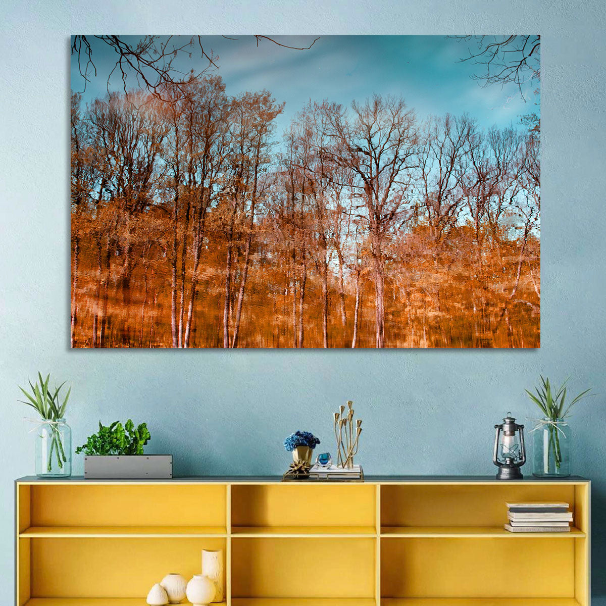 Autumn Reflection Wall Art in a room, landscape