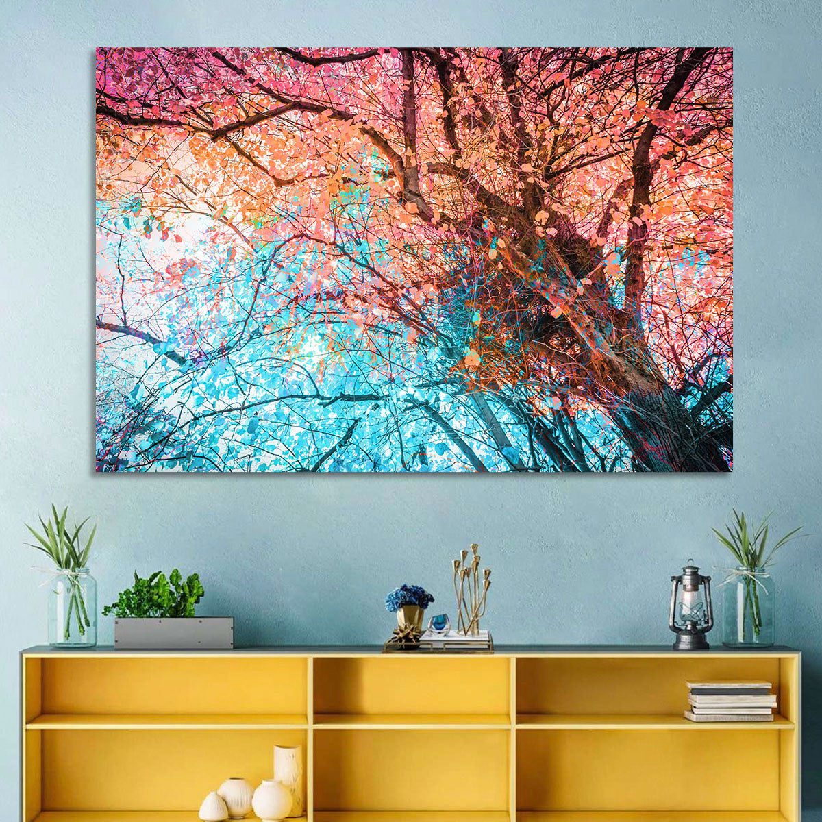 Autumn Canopy Abstract Wall Art in a room, landscape