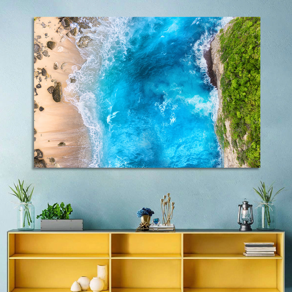 Aerial Turquoise Beach Cliffs Wall Art