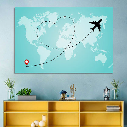 Heart Flight Map Wall Art