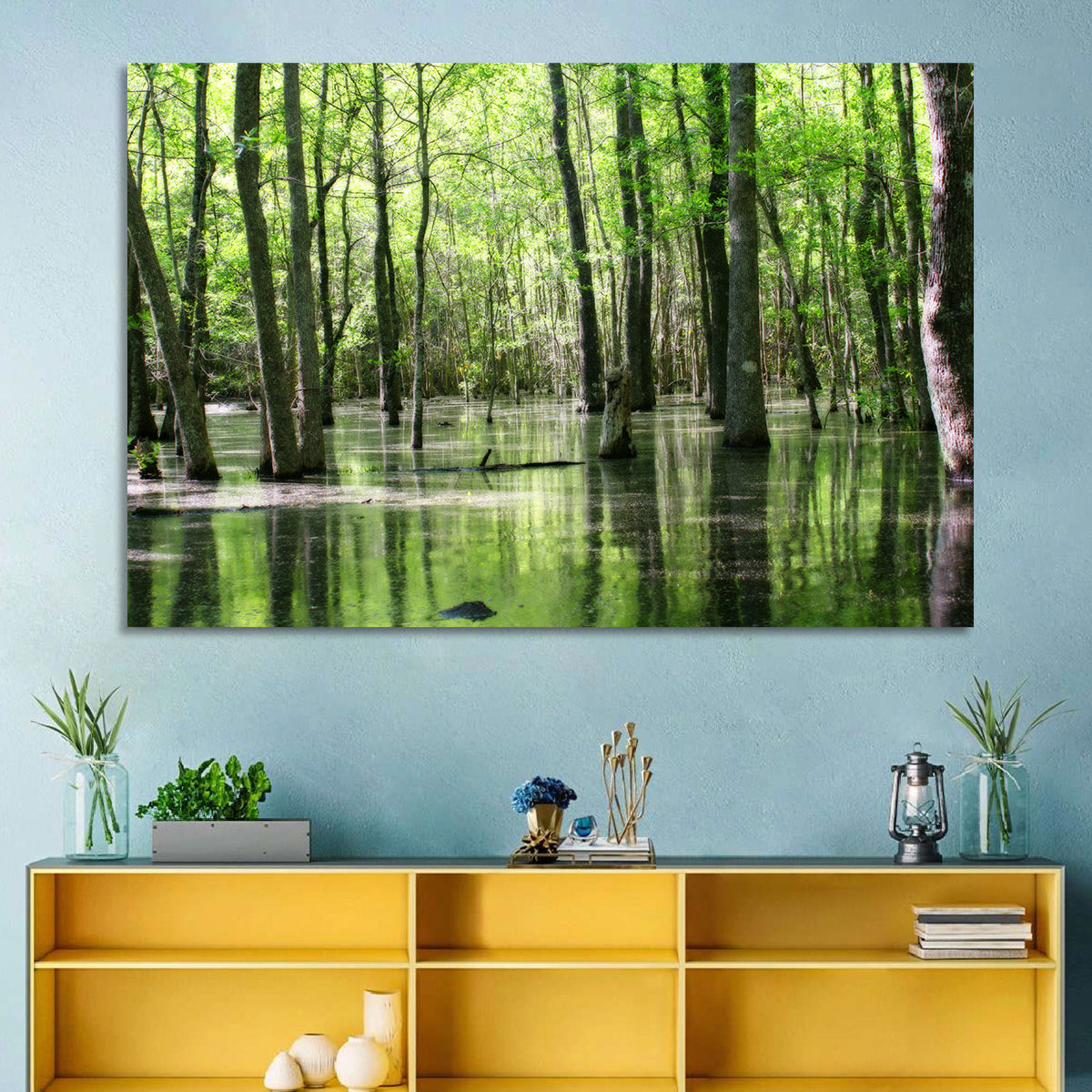 Sunlit Swamp Forest Wall Art