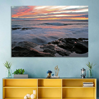 Rocky Coast Sunset Wall Art