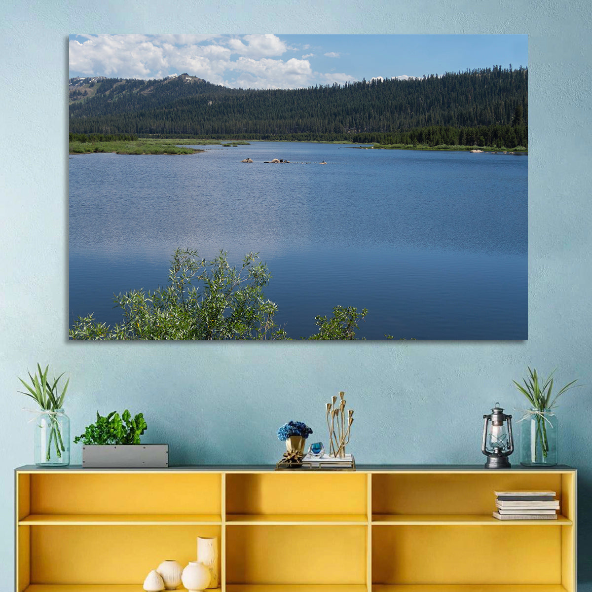 Lake Van Norden Wall Art in a room, landscape
