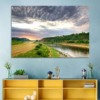 Elbe River at Golden Hour Wall Art