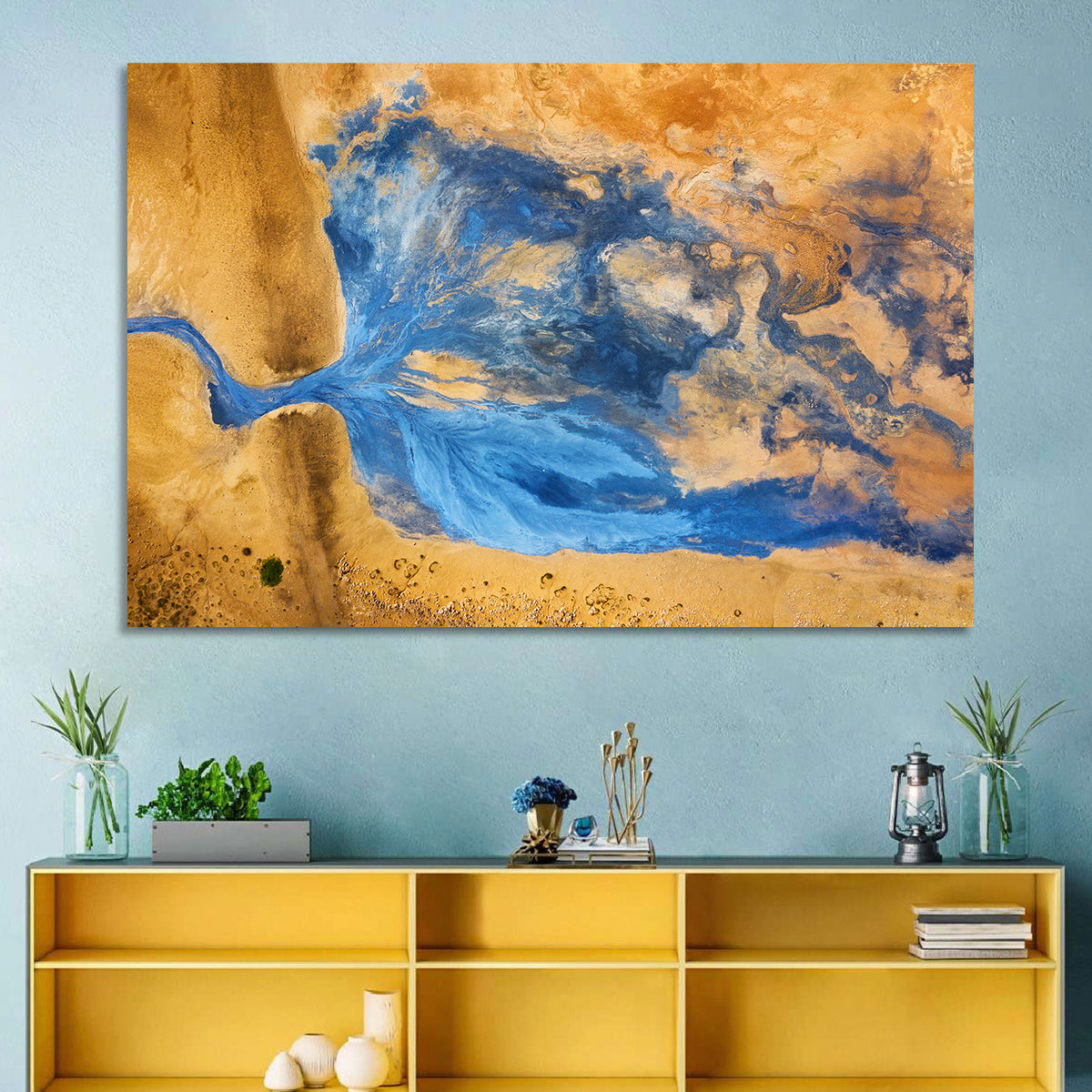 Geysers Valley Aerial View Wall Art in a room, landscape
