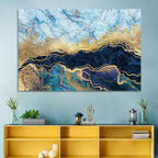 Blue Marble with Gold Veins Wall Art