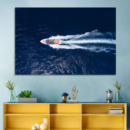 Sleek Speedboat Over Navy Sea Wall Art
