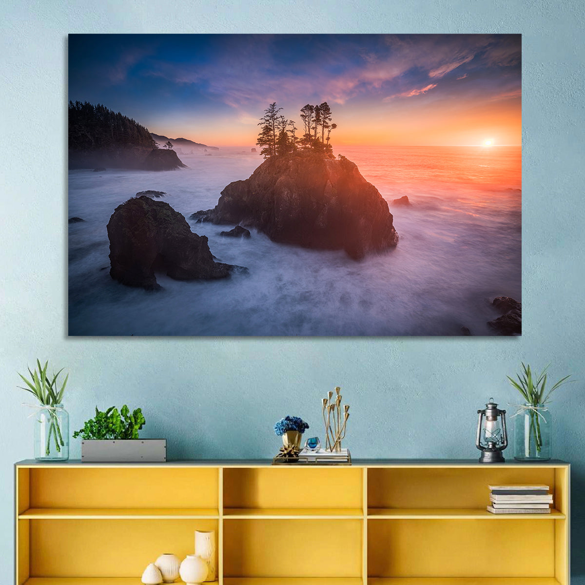 Secret Beach Sunset, Oregon Wall Art in a room, landscape