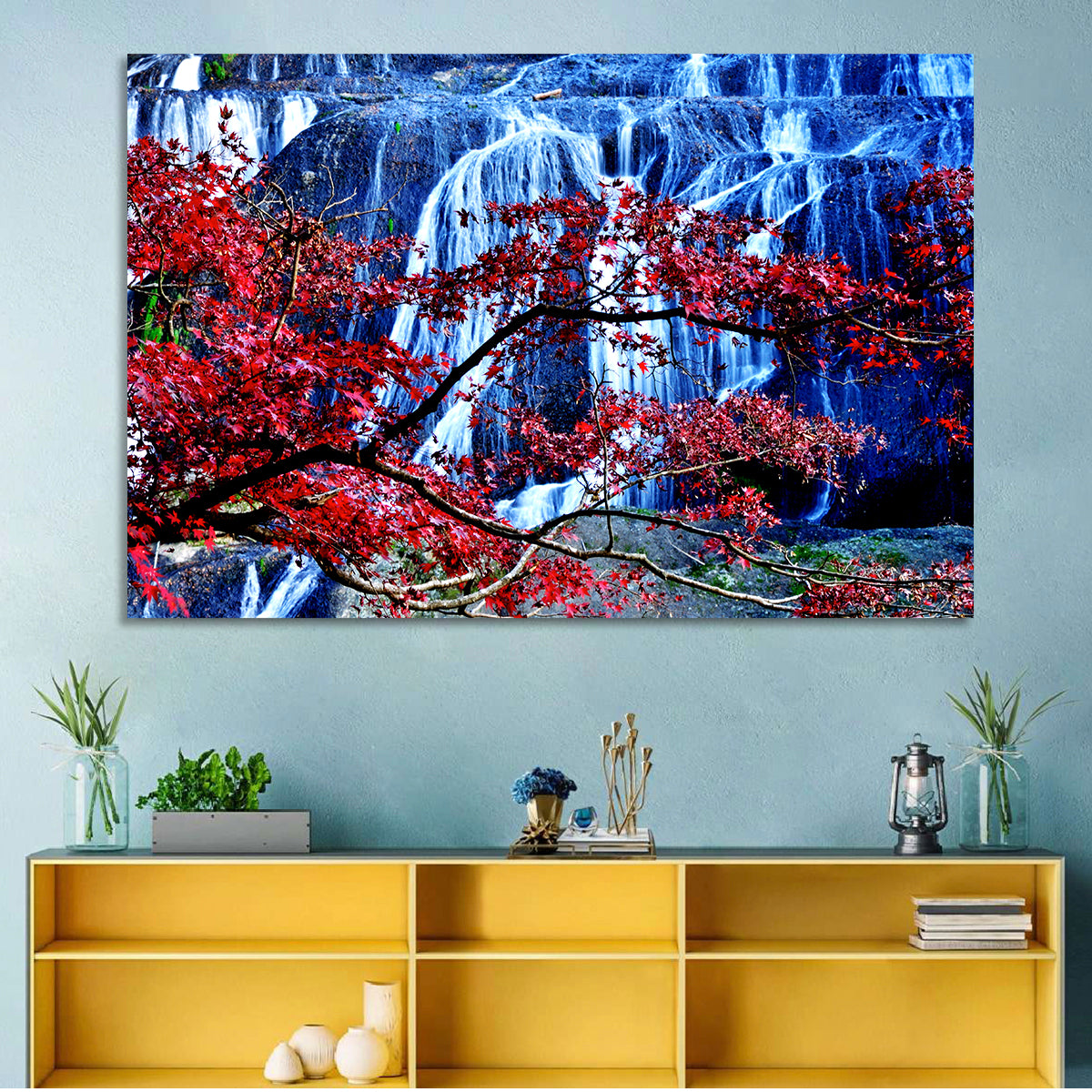Fukuroda Waterfall Wall Art in a room, landscape