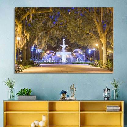 Forsyth Park Fountain at Night Wall Art