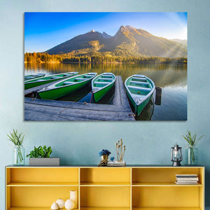 Moored Boats at Hintersee Lake Wall Art