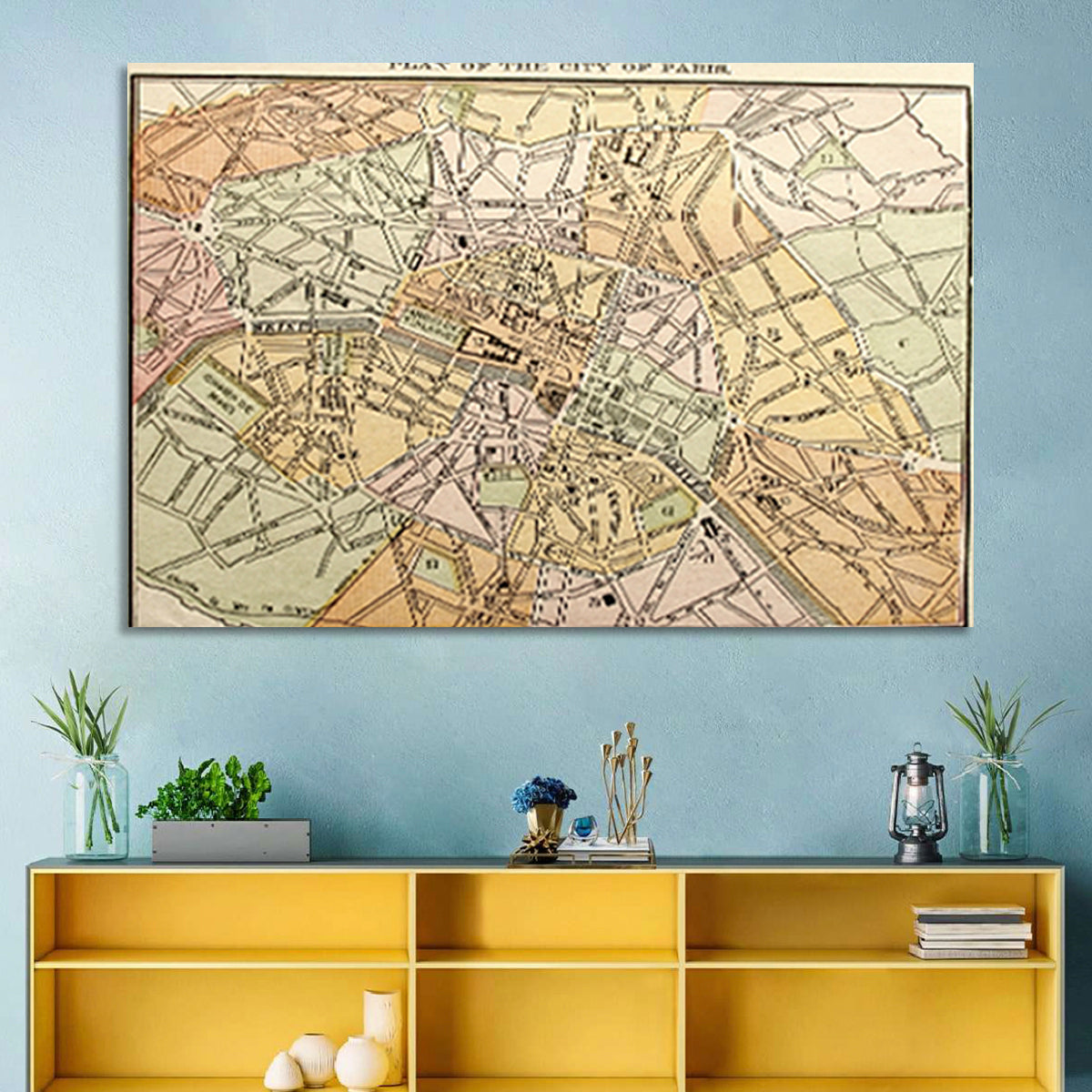 Plan of Paris Wall Art