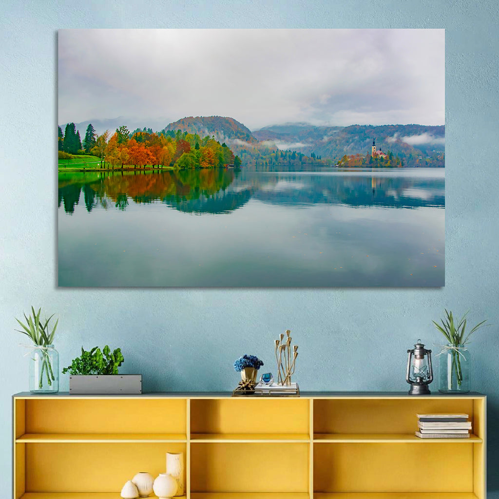 Lake Bled Island Church Wall Art