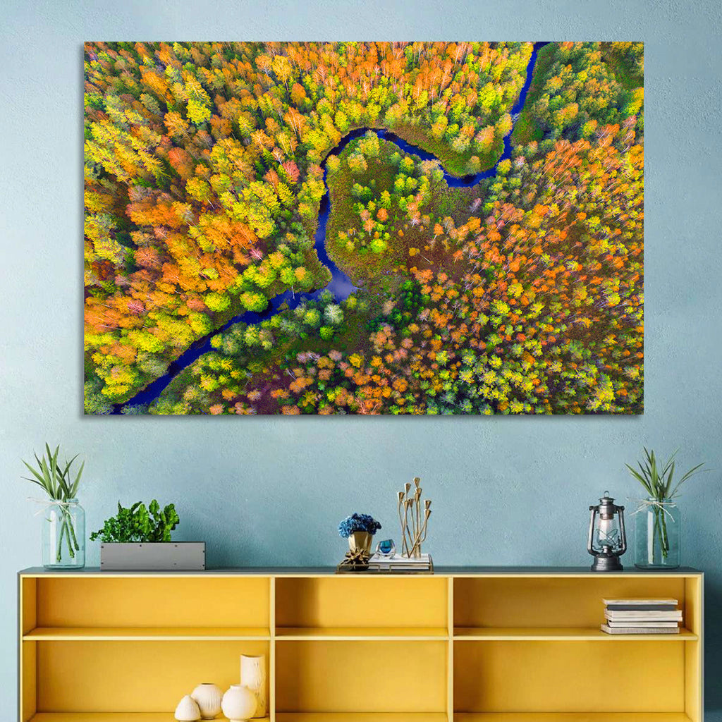 Winding Autumn River Wall Art