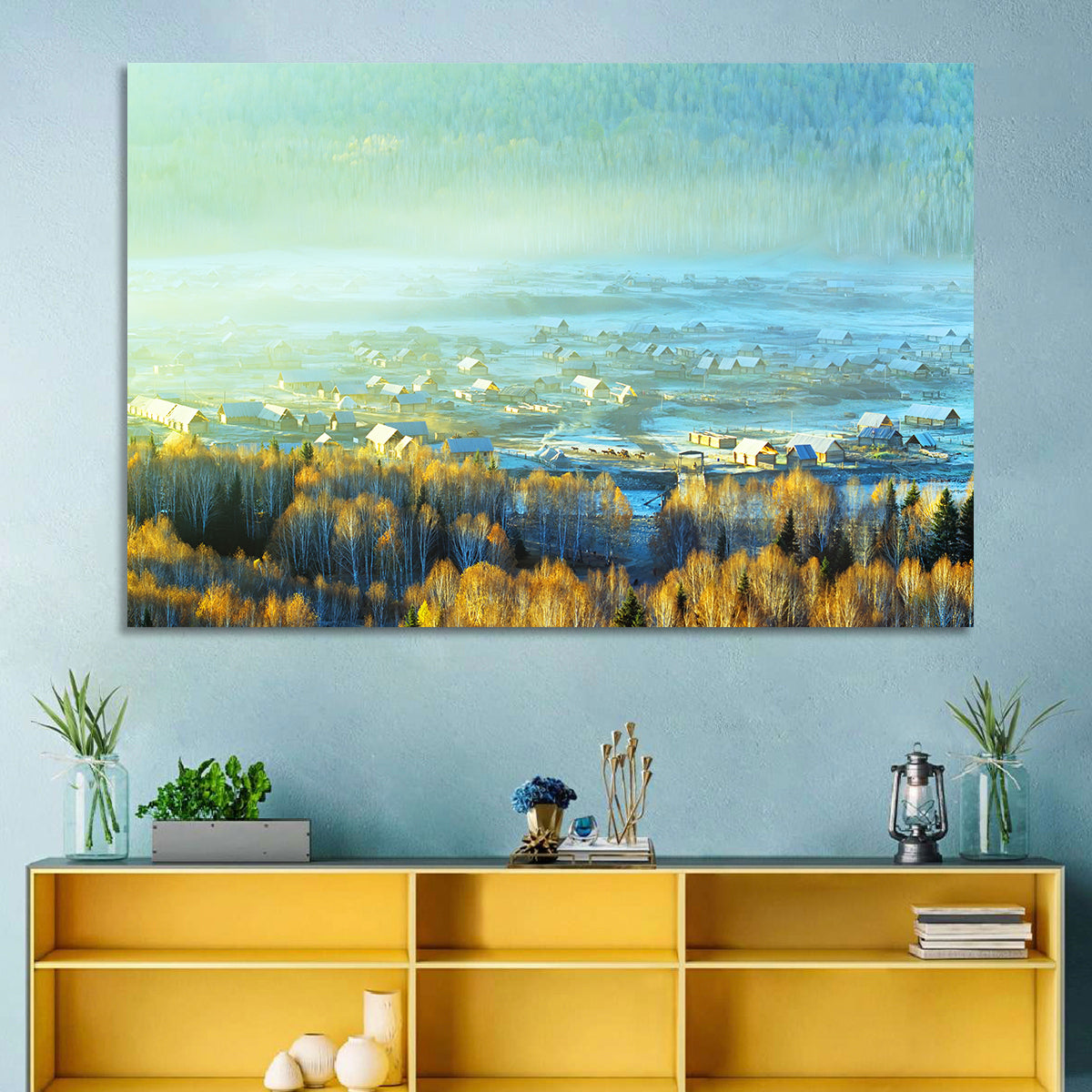 Misty Xinjiang Village Wall Art