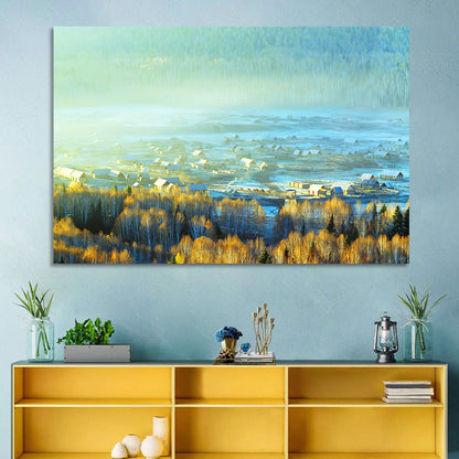 Misty Xinjiang Village Wall Art