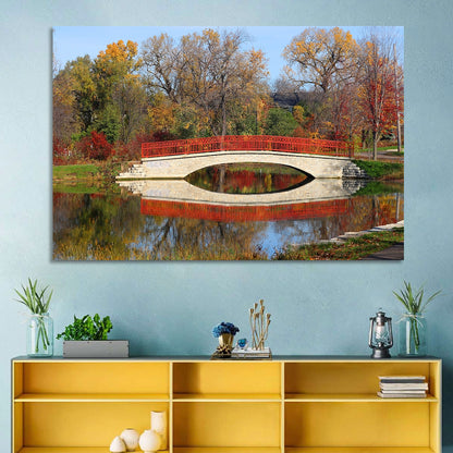 Tenney Park Stone Bridge Reflection Wall Art