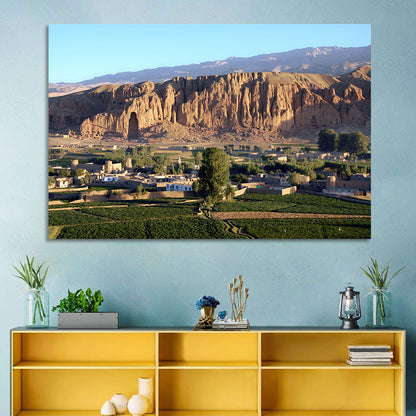 Bamiyan Valley Cliff Niche at Golden Hour Wall Art
