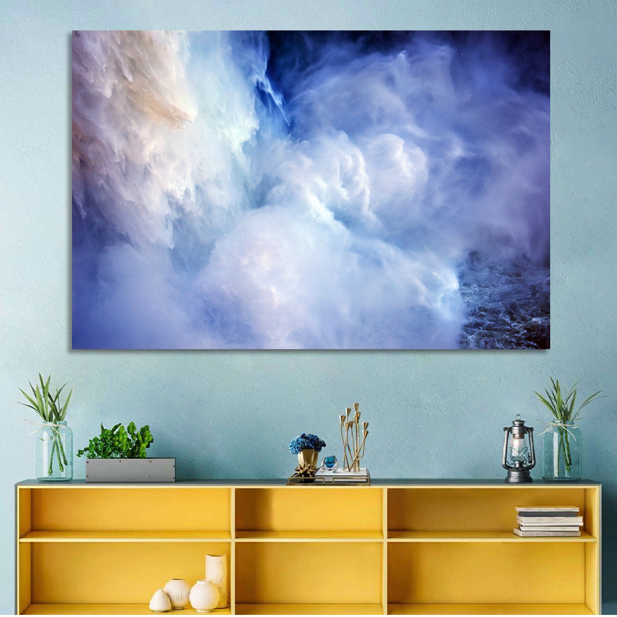 Snoqualme Falls Wall Art in a room, landscape