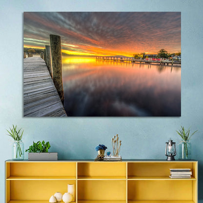 Meredith Bay Pier at Sunrise Wall Art