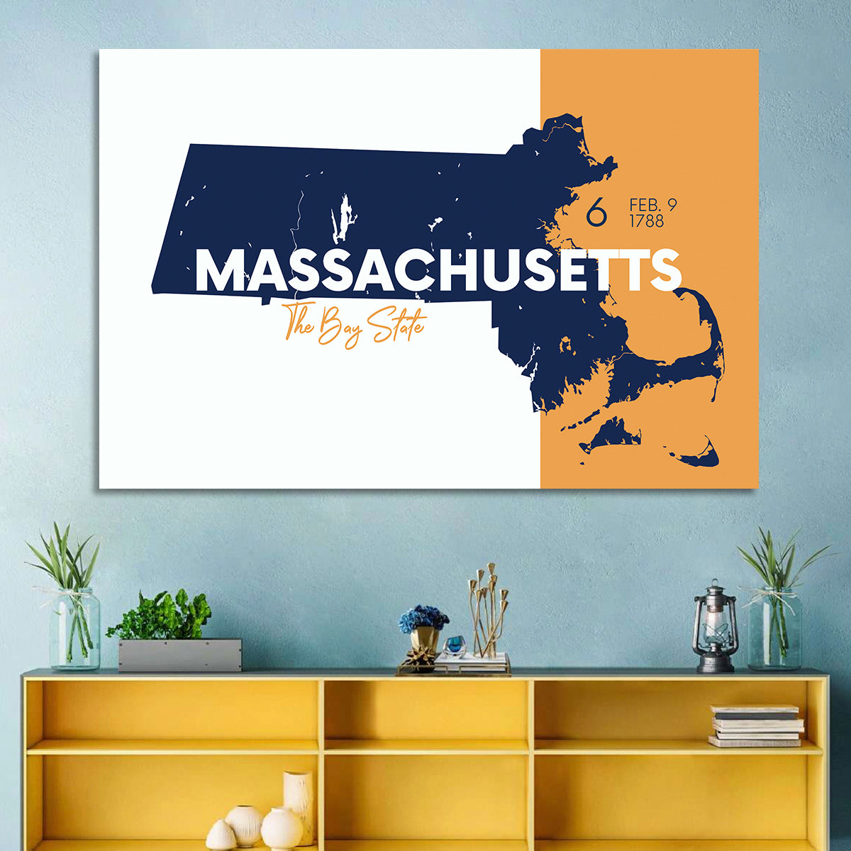 Massachusetts State Map Wall Art