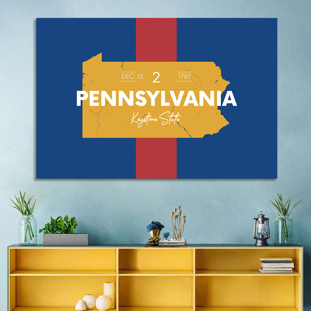 Keystone State Map Graphic Wall Art