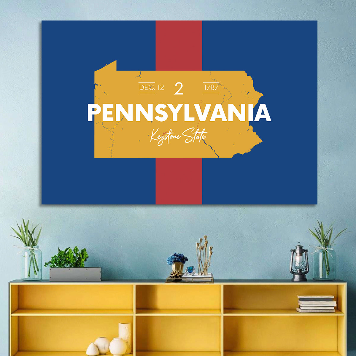 Keystone State Map Graphic Wall Art
