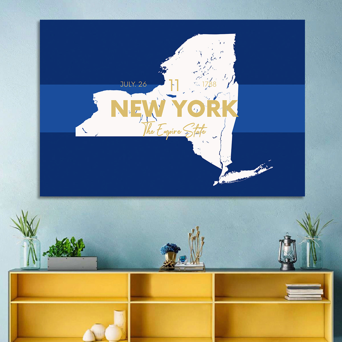 New York State Typographic Map Wall Art