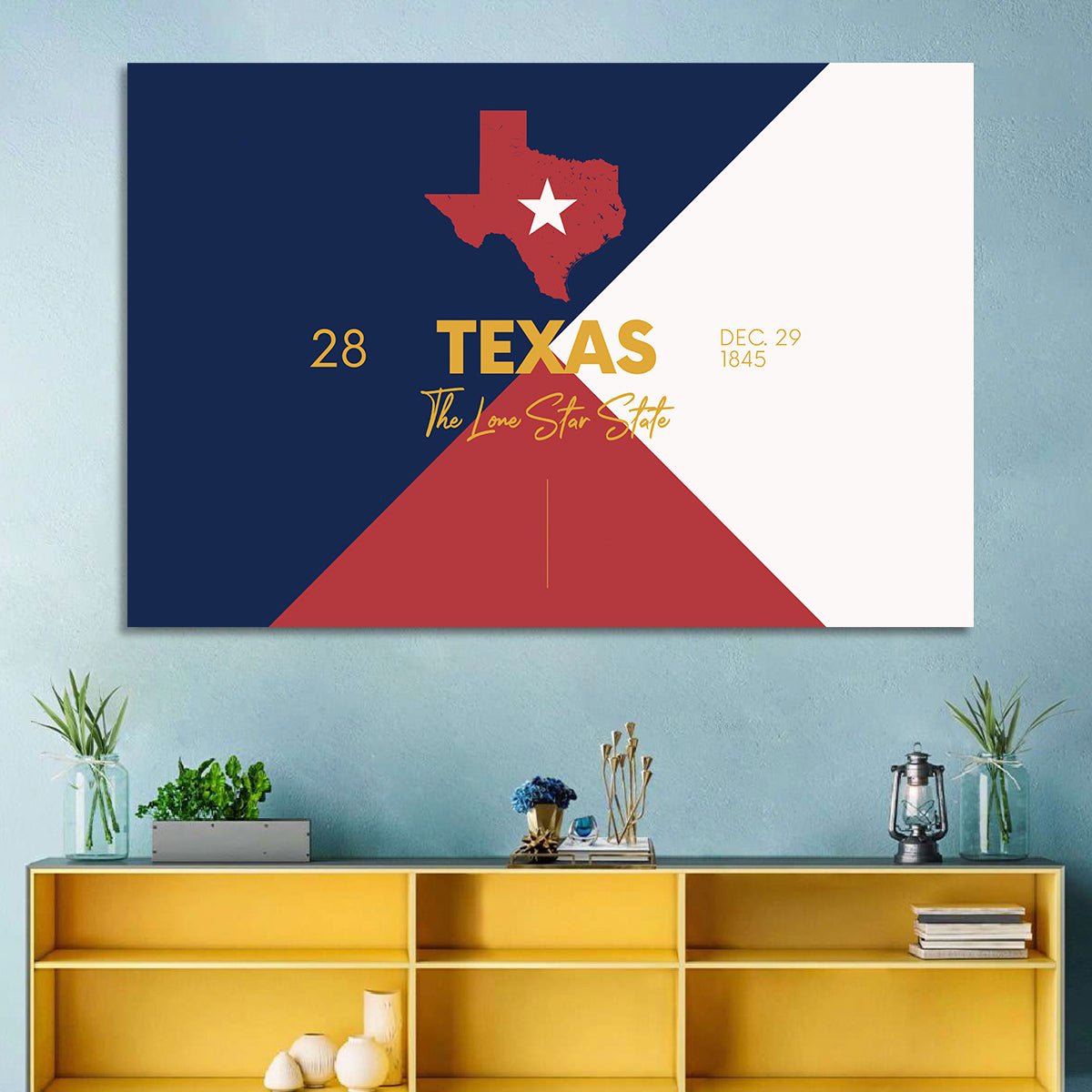 Lone Star State Map Wall Art in a room, landscape