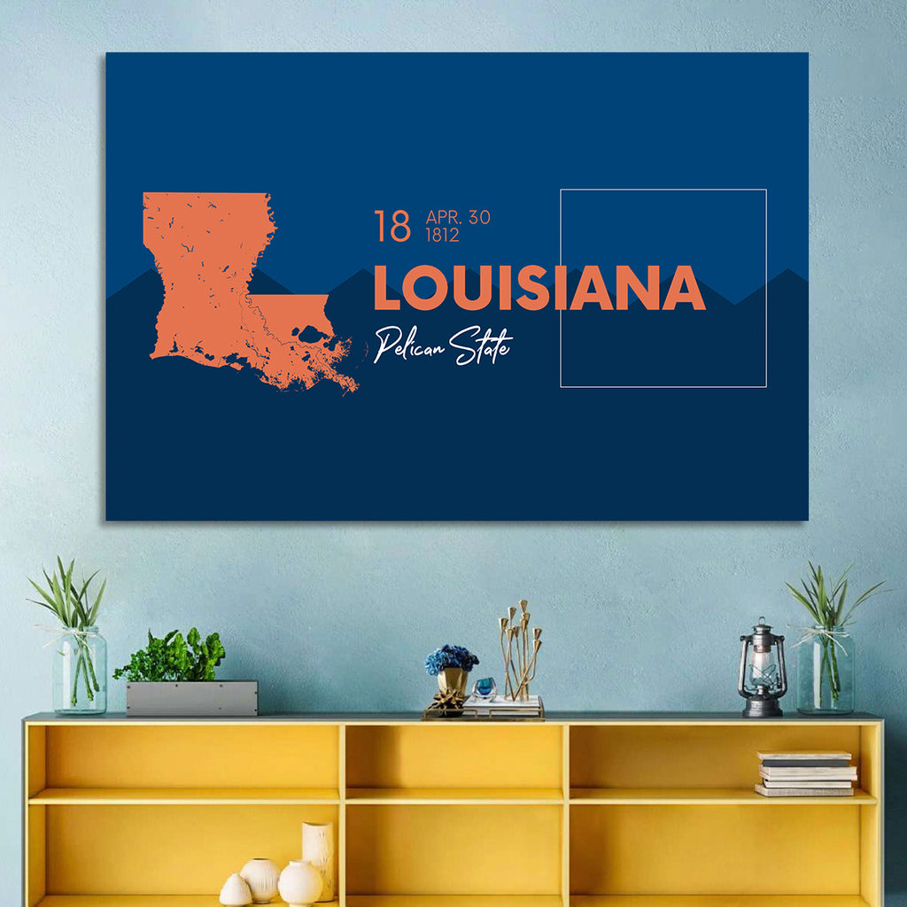 Louisiana Map, Pelican State Wall Art