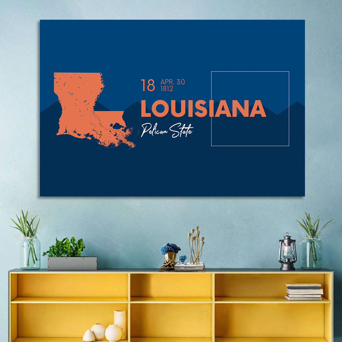 Louisiana Map, Pelican State Wall Art