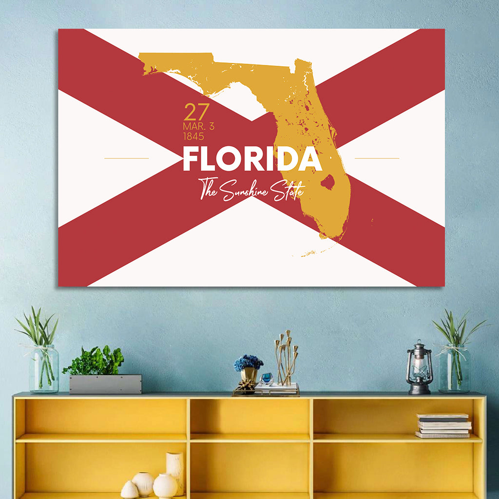 Florida Gold Map Graphic Wall Art