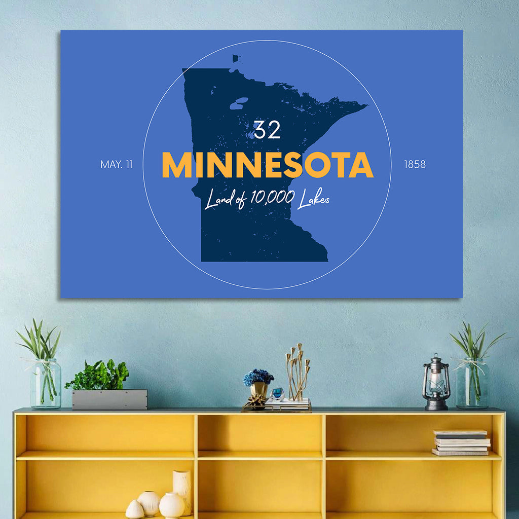 Minnesota State Outline Graphic Wall Art