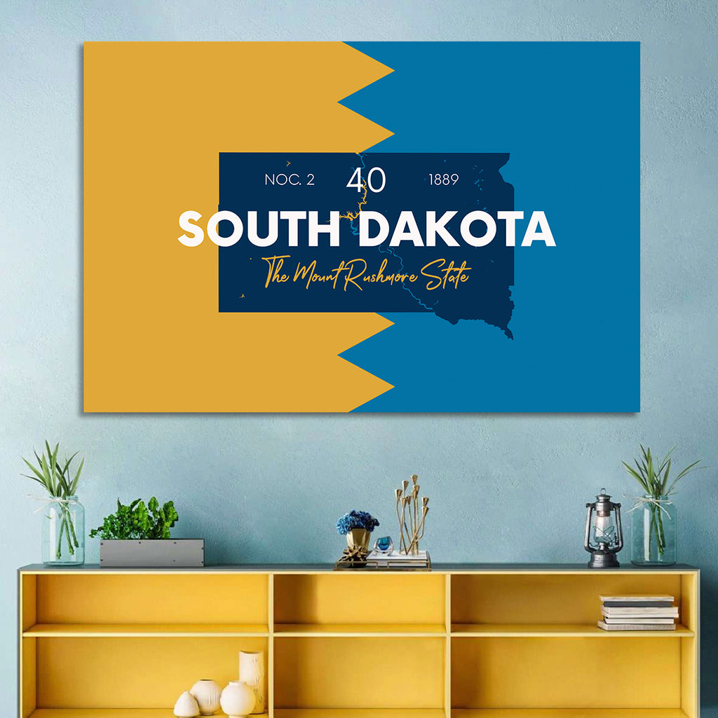South Dakota Silhouette Map Wall Art