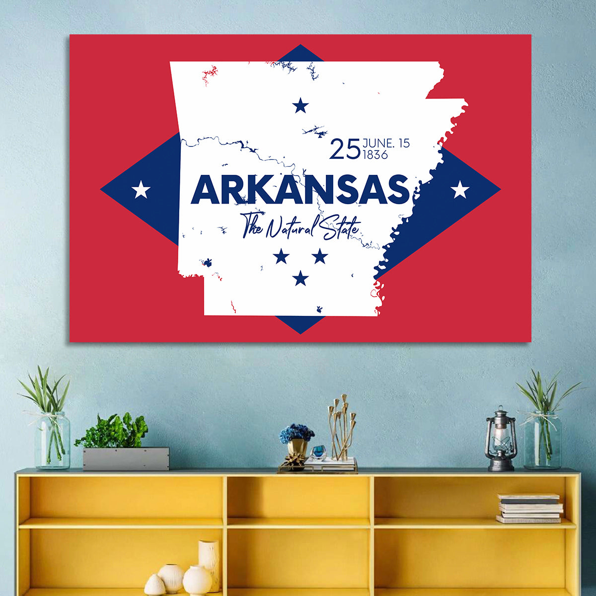 Patriotic Arkansas Map Wall Art