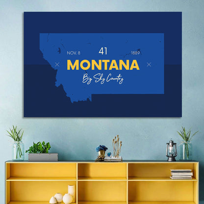 Montana Map Typography Big Sky Country Wall Art