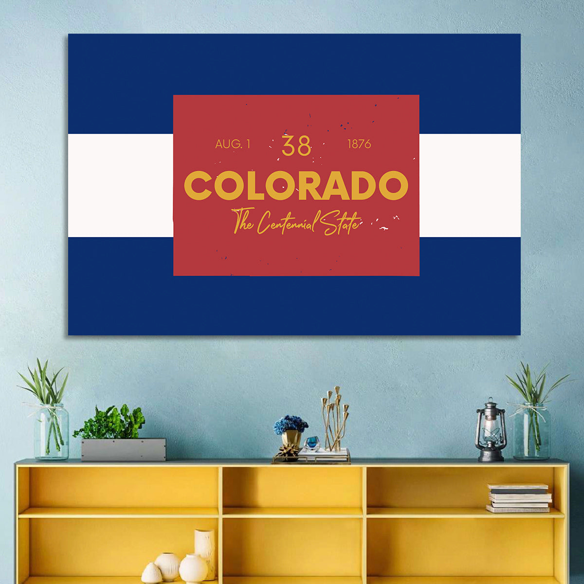 Colorado State Flag Map Wall Art