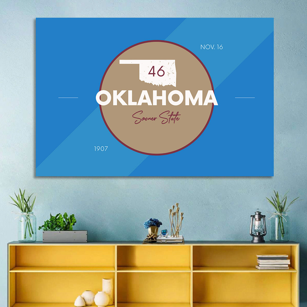 Oklahoma State Medallion Map Wall Art