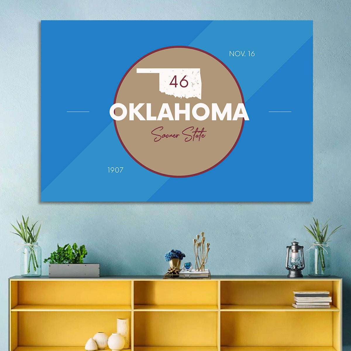 Oklahoma State Medallion Map Wall Art
