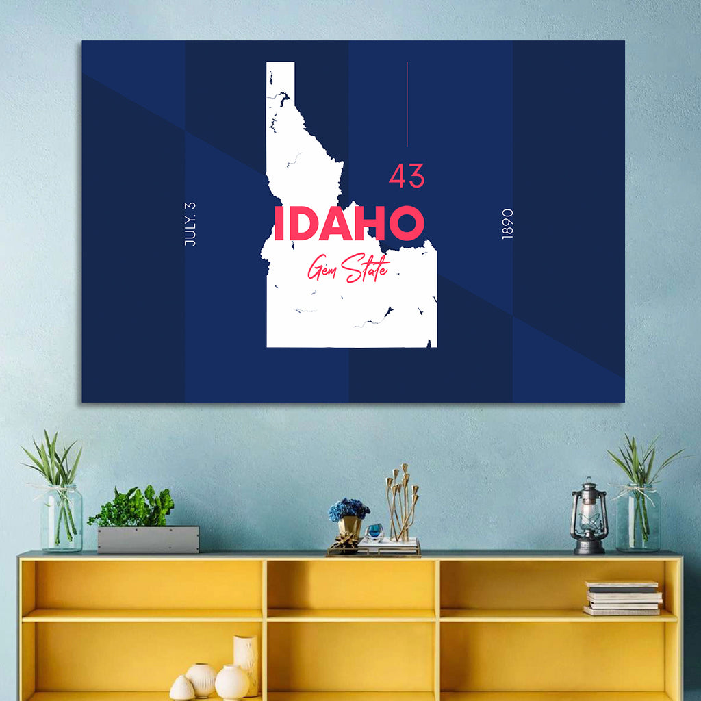 Idaho Gem State Map Wall Art