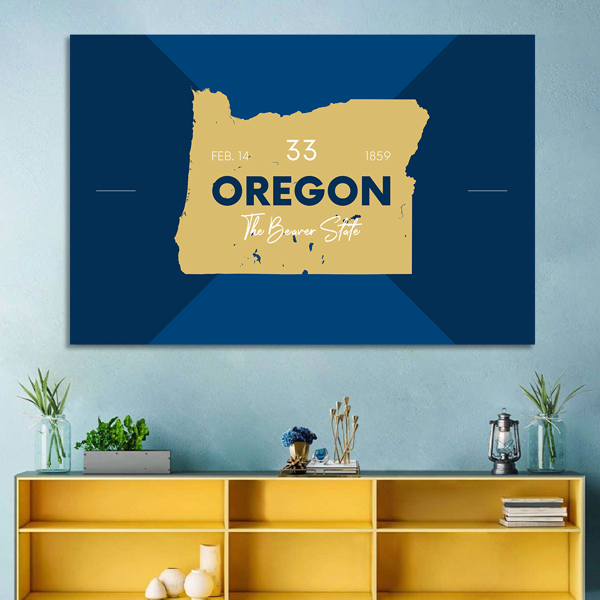 Oregon Typographic Map Wall Art