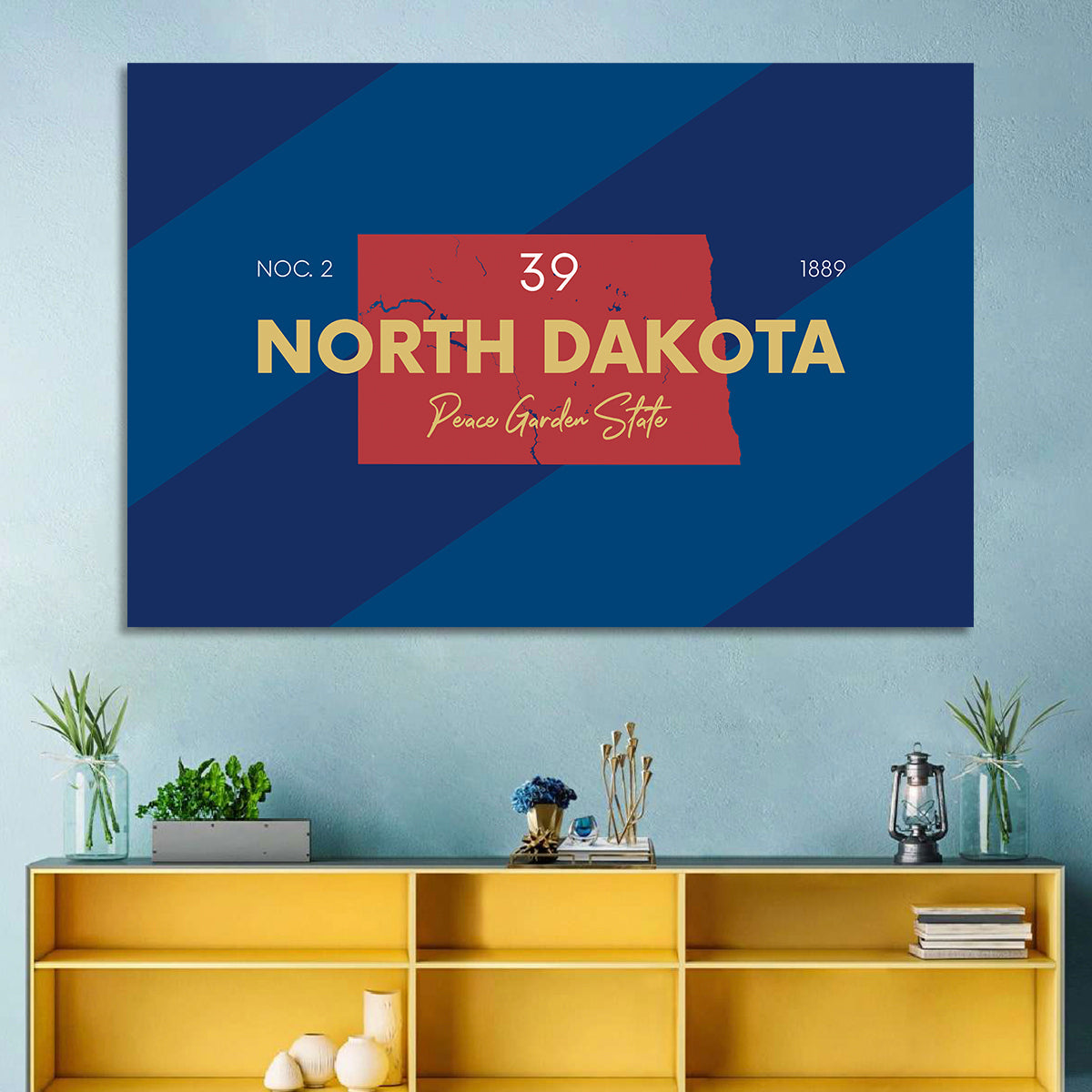 North Dakota Map Graphic Number 39 Wall Art