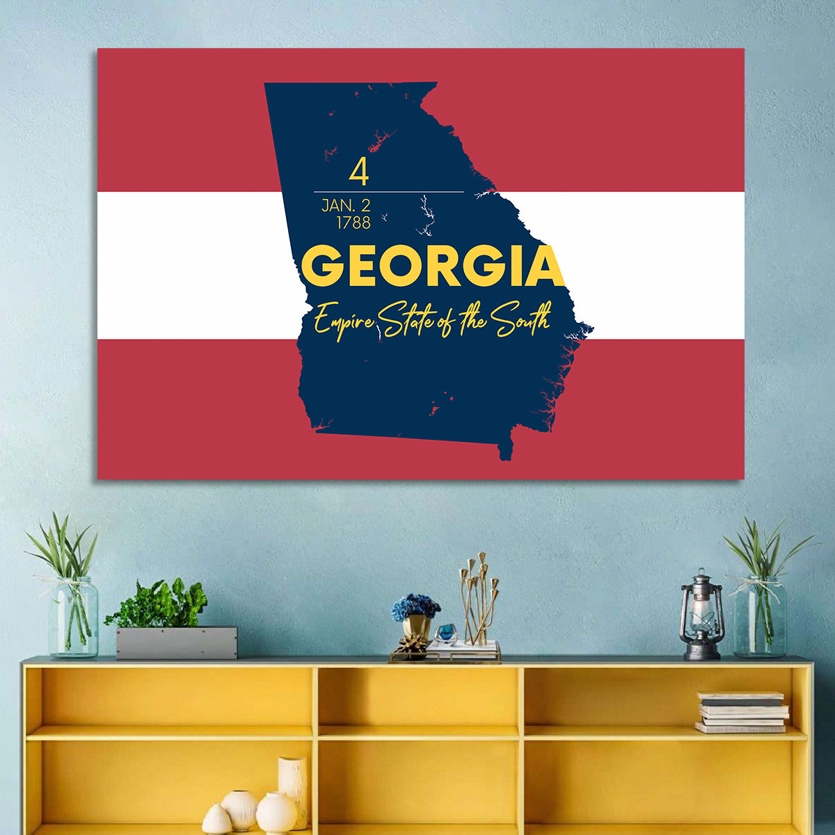 Georgia Silhouette Map Wall Art in a room, landscape