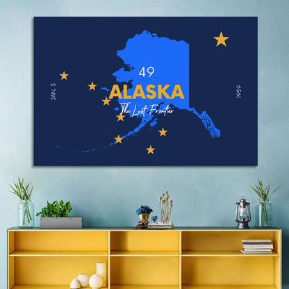Alaska Map with Gold Stars Wall Art