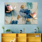 Blue Lotus Botanical Backdrop Wall Art
