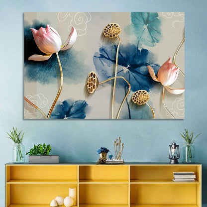 Blue Lotus Botanical Backdrop Wall Art