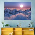 Sunset Above Snowy Mountains Wall Art
